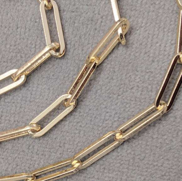 Necklace Chain Real 14K Gold Filled Paper Clip Chain 22" Trendy Will not Tarnish - Picture 8 of 11